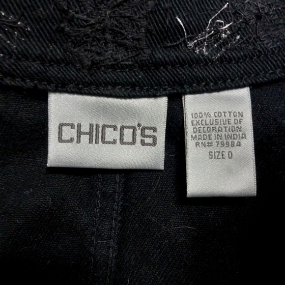 Chicos Black Denim Jean Jacket Sz 0 - Picture 5 of 5